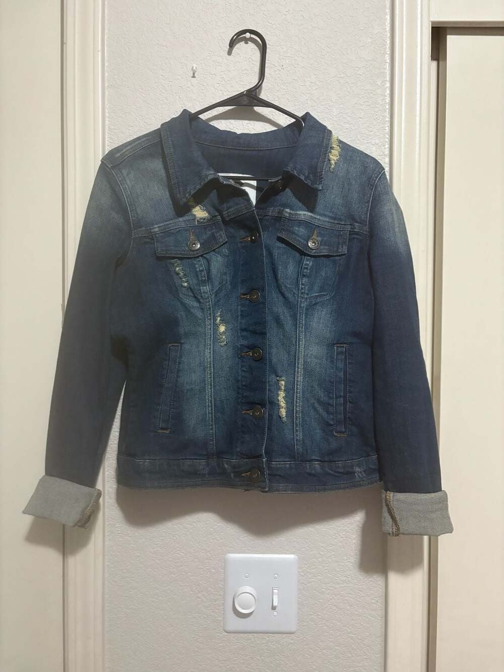 G by Guess Distressed Denim Jacket Size L